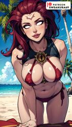 1girls ai_generated bare_arms bare_legs bare_midriff bare_shoulders bare_thighs beach big_breasts bikini bikini_bottom bikini_top breasts busty child_bearing_hips cleavage cleft_of_venus curvaceous curves curvy curvy_body curvy_female curvy_figure curvy_hips curvy_thighs darksiders darksiders_3 erect_nipples female female_focus female_only fit fit_female flowing_hair front_view fury_(darksiders) glowing_eyes hourglass_figure humanoid large_breasts lipstick long_hair magenta_hair markings midriff navel no_humans outdoors outside red_lipstick shiny_clothes shiny_hair shiny_skin skimpy skimpy_bikini sole_female solo solo_female solo_focus swsakura69 tattoo tattoos thick_thighs thighs voluptuous voluptuous_female white_eyes wide_hips