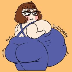 big_ass big_belly big_butt bizabizow brown_eyes brown_hair fat fat_female fat_fetish glasses obese obese_female overalls overalls_only youtube youtuber