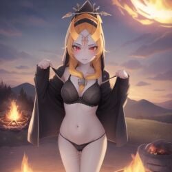 1girls ai_generated breasts cape clothing female female_only happy long_hair midna nintendo ruptuorie small_breasts solo the_legend_of_zelda twili_midna twilight_princess