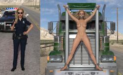 original 3d female female_only clothed/nude policewoman police_uniform bondage nude nude_female 1girls full_body gag gagged blonde_hair
