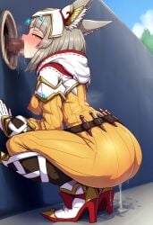 ai_generated black_penis catgirl censored cheating cheating_girlfriend female flamingpassion glory_hole glory_wall grey_hair handjob high_heel_boots high_heels huge_ass huge_breasts huge_cock netorare nia_(xenoblade) nsfw seductive seductive_eyes seductive_look seductive_smile xenoblade_(series) xenoblade_chronicles_2