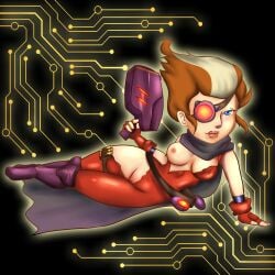 awesomenauts boobs human melona partially_clothed pinup raelynn