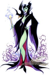 1girls ankle_boots crow disney disney_villains female female_only green_skin j_scott_campbell magic maleficent raven_(bird) sleeping_beauty_(1959_film) solo thorns villain