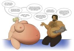 bbm bbw belly bhm big_belly big_breasts blonde_hair body_hair breasts chubby cole_cassidy fat female huge_belly huge_breasts huttslayer male mercy morbidly_obese nipples obese overwatch overweight ssbbw weight_gain