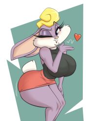 1girls 2018 anthro ass ass big_ass big_breasts big_butt binky_bunny blonde_hair blowing_kiss blue_eyes blush bottomwear breasts buckteeth clothed clothing curvaceous curvy curvy_body curvy_female digital_media_(artwork) eyelashes eyeshadow female female_focus female_only fingers flirting flirting_with_viewer fur hair heart heart hourglass_figure huge_breasts joelasko lagomorph leporid looking_at_viewer mammal miniskirt multicolored_body multicolored_fur one_eye_closed purple_body purple_fur rabbit short_hair short_tail simple_background skirt solo teeth thick_thighs tiny_toon_adventures two_tone_body two_tone_fur voluptuous warner_brothers white_body white_fur wide_hips wink winking_at_viewer