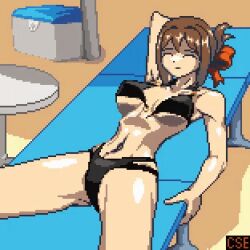 1girls animated animated_gif armpits bikini bikini_removed black_bikini bouncing_breasts brown_hair cajunspicyent closed_eyes creampie cum cum_in_pussy cum_inside curvy_female dark-skinned_male dark_skin disembodied_hands disembodied_penis female gif guardian_tales hair_ribbon interracial light-skinned_female light_skin loraine_(guardian_tales) lounge_chair lying lying_on_back male on_back overflow pixel_art pussy rape sleep_molestation sleeping summer_innkeeper_loraine_(guardian_tales) undressing_another vaginal vaginal_penetration vaginal_sex