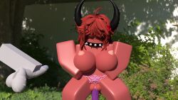 3d artist_request demon exhibitionism red_body red_eyes red_fur red_skin roblox roblox_avatar solo source_request succubus tagme toys
