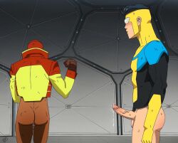 ass boner bottomless ef_drawings erect_penis erection gay hard_on invincible invincible_(comics) invincible_(superhero) male male_only mark_grayson melanin muscles muscular muscular_male penis precum precum_drip rex_sloan rex_splode teen_boy veiny_penis