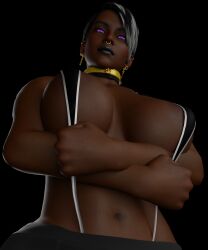 1futa 3d angry_face angyzinn dark-skinned_futanari dickgirl futanari nude nude_futanari original_character pinup solo_futa zinneera