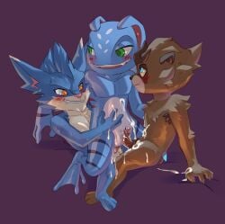 3boys anthro anthro_on_anthro blush cum dwg_kennen esports_series fizz_(lol) fur furry gay hatakerub kennen league_of_legends male penis riot_games rumble_(lol) threesome yaoi yordle yordle_on_yordle