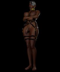 1futa 3d angry_face angyzinn dark-skinned_futanari dickgirl futanari nude nude_futanari original_character pinup solo_futa zinneera