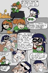 baubelle_(oofrowdy) blowjob blue_hair chubby_female covered_in_cum cum_in_ass cum_in_mouth cum_in_pussy cum_leaking cum_leaking_out_of_pussy cum_spill cum_trail elf fellatio gangbang leprechaun minicomic oofrowdy oral oral_sex orange_hair original original_character penny_(oofrowdy) picture text text_bubble uncensored