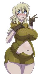 1girls belly big_belly big_breasts blonde_hair blush breasts chubby female hellsing hellsing_ultimate large_breasts midriff muhboobz seras_victoria solo_female thick_thighs thighs thunder_thighs wide_hips