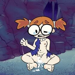 after_sex after_vaginal bluejr cave cavewoman crying crying_with_eyes_open cum cum_in_ass cum_in_pussy cum_inside cum_on_hand freckled_skin freckles glasses illymation inverted_nipples nude pearl_necklace red_hair ripped_clothing small_breasts tagme tears twintails youtube youtuber