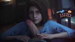 1boy 1boy1girl 1girls 3d big_penis brown_eyes brown_hair casual casual_exposure casual_sex clothed clothed_sex clothing cloud_strife female final_fantasy final_fantasy_vii final_fantasy_vii_remake jessie's_mother jjjjd large_penis looking_at_viewer male male/female penis penis_awe penis_out pov uncircumcised uncut