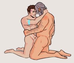 2boys age_difference android artist_request ass ass_view back_rolls back_view belly body_hair boys connor_(detroit:_become_human) cum detroit:_become_human dick ejaculation erect_penis erection eye_contact gay gay_sex gentle grabbing grabbing_hair grabbing_neck grabbing_waist hank_anderson homosexual human humanoid intimate long_hair love male male_focus male_only middle_aged on_knees penis ponytail robot robot_humanoid rubbing slicked_back_hair thighs wholesome