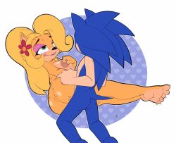 <3_eyes 1boy 1girls accessory activision anthro ass bandicoot bedroom_eyes big_butt bite biting_lip biting_own_lip blonde_hair blue_body blush bodily_fluids breasts coco_bandicoot crash_(series) crossover digital_media_(artwork) duo eastern_and_western_character eulipotyphlan feet female female_penetrated flower flower_in_hair from_behind_position fur hair hair_accessory heart hedgehog hi_res leylahshan lying male male/female male_penetrating male_penetrating_female mammal marsupial narrowed_eyes nipple_fetish nipple_pinch nipple_play nipples nude on_side orange_body penetration pinch plant playstation seductive sega self_bite sex simple_background smile sonic_(series) sonic_the_hedgehog sony_corporation sony_interactive_entertainment sweat vaginal_penetration video_games