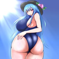 1girls big_butt butt butt_grab fat_ass female female_only grabbing_butt grabbing_own_butt huge_butt kurosui large_butt solo solo_female tagme tenshi_hinanawi touhou