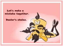 1boy ass black_hair blush crash_(series) doctor_neo_cortex lingerie male_only neo_cortex talking_to_viewer text valentine's_day yellow_body