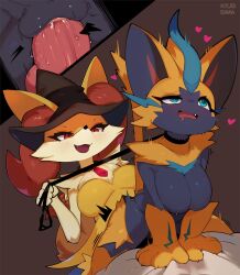 <3_eyes 1futa 1girls 2022 anthro anthro_on_anthro anthro_penetrated anthro_penetrating anthro_penetrating_anthro blue_eyes braixen breasts clothing collar duo female female_penetrated fur futa_on_female futanari genitals gynomorph gynomorph/female gynomorph_penetrating gynomorph_penetrating_female hat headgear headwear heart hi_res holding_leash holding_object honeycalamari inner_ear_fluff intersex intersex/female intersex_penetrating intersex_penetrating_female leash legendary_pokemon multicolored_body multicolored_fur nintendo penetration penile penile_penetration penis penis_in_pussy pokémon_(species) pokemon pokemon_(species) pussy red_eyes tuft vaginal_penetration video_games witch_hat zeraora