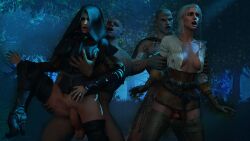 2boys 2girls 3d 3d_(artwork) anna_henrietta blender blender_(software) ciri crinfrid_reaver forrest horror_(theme) masterkabal outside penis pussy rape sex spread_legs the_witcher the_witcher_(series) the_witcher_3:_wild_hunt vaginal_penetration