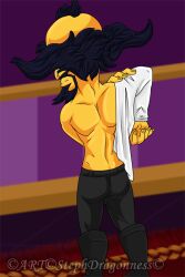 ass black_hair crash_(series) doctor_neo_cortex male male_only muscular_male neo_cortex stephdragoness tight_clothing undressing yellow_body