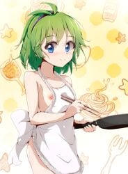 1girls apron blue_eyes breasts cooking female female_only fire_emblem fire_emblem:_the_blazing_blade green_hair looking_at_viewer naked_apron nino_(fire_emblem) nintendo nipples short_hair small_breasts smile solo yuzukiaz