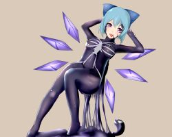 ass assimilation blue_hair breasts cirno corruption eye_color_change female goo goo_transformation kirisamecalhoun marvel mid-transformation navel nipples nude purple_eyes symbiote takeover thick_thighs touhou transformation venom venom_(marvel) wings