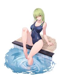 1girls 2d aoba_aratame_ni c.c. code_geass female green_hair solo swimsuit tagme yellow_eyes
