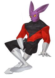 absurd_res alien anthro bodysuit boner clothed clothing cxcxxcxxxx domestic_cat dragon_ball dragon_ball_super dyspo embarrassed erection erection_under_clothing felid feline felis hi_res male male_only mammal purple_body skinsuit solo spandex superhero tight_clothing