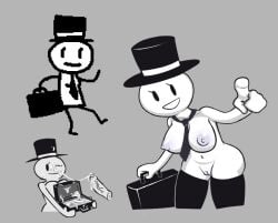 breasts briefcase cum cum_in_object drawfag little_business_lady_with_a_top_hat penis pussy reference_image tie top_hat