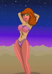 27imaginarylines alternate_costume belly_dancer belly_dancer_outfit breasts daphne_blake female female_only harem_girl harem_outfit lipstick open_mouth scooby-doo solo