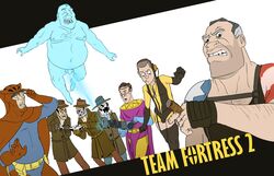 artist_request dc_comics doctor_manhattan engineer heavy_weapons_guy male male_only medic nite_owl pyro pyro_(team_fortress_2) rorschach scout silk_spectre sniper soldier spy team_fortress_2 the_comedian watchmen