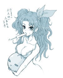 breasts cleavage kara_(color) monochrome popsicle rocbouquet romancing_saga romancing_saga_2 saga slime swimsuit