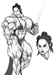 1girls 2d b9tribeca big_breasts big_nipples black_sclera breasts cleavage female female_only fit_female hyper_muscles muscles muscular muscular_female nipple_bulge rey sith_rey skimpy solo_female standing star_wars thick_thighs vein veins veiny_muscles