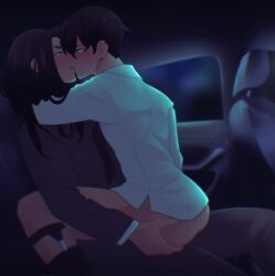 baji_keisuke bjfytr black_hair blue_eyes car car_sex car_window chifuyu_matsuno gay gay_sex hand_on_ass kissing long_hair making_out riding shirt tokyo_revengers yaoi