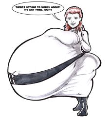 1girls ass belly big_ass big_belly big_breasts bodysuit breasts brown_hair bubble_butt canon_pregnancy dialogue english_text enormous_belly female huge_belly hyper_pregnancy large_breasts massive_belly nasuokaa-san padme_amidala pregnant skintight solo_female star_wars text