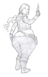 1girls ass bear_funny big_ass bubble_butt fat_ass female jyn_erso large_ass solo_female star_wars traditional_media_(artwork)