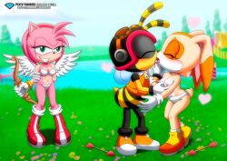 amy_rose bbmbbf blush breasts charmy_bee closed_eyes cream_the_rabbit diamond_level female kissing male male/female mobius_unleashed open_mouth palcomix pietros_secret_club sega sonic_(series) sonic_the_hedgehog_(series) tongue