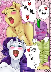 anthro anthro_on_anthro anthro_penetrated anthro_penetrating anthro_penetrating_anthro comic dialogue dragon english_text equid equine female female_penetrated fluttershy_(mlp) friendship_is_magic group hasbro hi_res horn male male/female male_penetrating male_penetrating_female mammal my_little_pony nude orgasm page_20 penetration pia-sama rarity_(mlp) sex smooth_skin spike_(mlp) text trio unicorn