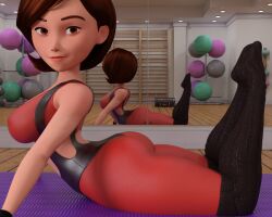 3d 3d_(artwork) ass big_ass big_breasts big_butt black_socks daz3d daz_studio disney elastigirl exercising helen_parr large_ass legwear pin3d pixar short_hair smooth_skin socks solo solo_female sport sportswear stretching superheroine the_incredibles thick_thighs thigh_socks thighhighs workout