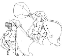 big_ears blowing_bubbles bubble cleavage closed_eyes disney dumbo dumbo_(character) ear elephant female genderswap_(mtf) humanized monochrome nipple_slip nipples one_breast_out pinkelephantfetish rough_sketch rule_63 solo trunk