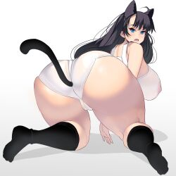 1girls anal_insertion ass ass_focus big_ass big_breasts big_butt blue_eyes breasts cat_ears cat_tail eye_contact fake_animal_ears female_focus female_only huge_ass huge_breasts huge_butt looking_at_viewer masao nipple_bulge original panties socks solo tail tail_plug thick_thighs thighs