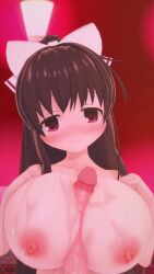 1boy 1girls 3d amane_tsukuyo animated areola areolae bedroom between_breasts blush blushing breasts brown_hair censored censored_penis circumcised completely_nude cum cum_on_body ejaculation hair_ribbon huge_breasts koikatsu large_filesize large_penis light-skinned_female light-skinned_male light_skin looking_at_penis looking_at_viewer magia_record:_mahou_shoujo_madoka_magica_gaiden mahou_shoujo_madoka_magica malcony999 massive_breasts moaning mp4 nipples paizuri pale-skinned_female ponytail pov pov_eye_contact red_eyes romantic shy small_but_busty sound straight sweat titfuck titjob video white_ribbon