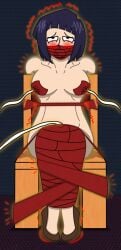 another_artist blush blushing bondage chair chair_bondage electric electric_shock electricity electricity_play electrodes electrostimulation forced_orgasm gag kyoka_jiro my_hero_academia orgasm restrained shock shocked shocking taped_legs taped_mouth taped_to_chair