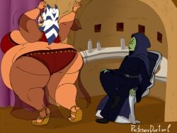 2girls ahsoka_tano alien ass barriss_offee bbw belly belly_dancer_outfit big_ass big_belly fat fat_ass female obese orange_skin overweight professordoctorc ssbbw star_wars thighs thunder_thighs togruta