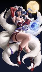 1girls 9_tails ahri animal_ear_fluff animal_ears animal_girl big_breasts black_hair breasts busty child_bearing_hips cleavage clothing curvaceous curves curvy curvy_body curvy_female curvy_females curvy_figure curvy_hips eyelashes eyeliner eyeshadow facial_markings female fluffy fluffy_ears fluffy_tail fluffy_tails fox fox_ears fox_girl fox_tail furry_tail glistening glistening_body glistening_breasts glistening_hair glistening_skin grin hips hourglass_figure huge_breasts humanoid inner_ear_fluff kemonomimi kitsune large_breasts league_of_legends light-skinned_female light_skin lips lipstick long_hair multiple_tails mushypeas naughty_face nine_tailed_fox pale-skinned_female pale_skin riot_games seduction seductive seductive_eyes seductive_look seductive_mouth seductive_smile suggestive suggestive_gesture suggestive_look suggestive_pose tail thick_thighs thighs vastaya video_games voluptuous wide_hips yellow_eyes