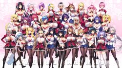 30girls 6+girls ahoge amatsuka_erena bangs bat_hair_ornament black_hair black_legwear black_skirt blonde_hair blue_eyes blue_hair blue_skirt blunt_bangs braid braided_ponytail breasts brown_hair bursting_breasts caryle_restram casinia_vlad_clausel catherine_e._romancia celestia_laciel chartina_luitgard cleavage dark-skinned_female derauea drill_hair elf else_eve_dianta fee_kissethermit flower game_cg green_eyes hair_flower hair_ornament hair_over_one_eye hairband high_resolution highres hinata_yutani huge_breasts izuki_lilia jougasaki_rio konoka_misaki kuromorihime_akira kyunkyun_na_olganite lecia_von_koenig lilia_iizuki long_hair looking_at_viewer lydia_luitgard mako_yumegasaki midou_kaede milk_factory minase_maya mizore_yukinokouji motto!_haramase!_honoo_no_oppai_chou_ero_appli_gakuen! motto!_haramase!_honoo_no_oppai_isekai_chou_ero_succubus_gakuen! motto!_haramase!_honoo_no_oppai_isekai_ero_mahou_gakuen! multiple_females multiple_girls myau_orphel nanako_saionji naomin_iva_lucille official_art olga(milk_factory) pantyhose pham pink_background pink_hair platinum_blonde_hair pleated_skirt pointy_ears ponytail puffy_sleeves purple_eyes purple_hair red_eyes red_hair rosalina_raphaelos saionji_nanako school_uniform schoolgirl_uniform schoolgirls short_hair sidelocks skirt sophia_von_managras standing succubus takami_washimiya thighhighs twintails uzuki_kaguya very_long_hair white_legwear yellow_eyes yukari_sonomiya