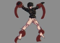 armor armor_break armor_removed balls barefoot big_feet big_lips black_lipstick black_nails black_toenails bottomless clothing_damage erection femboy foreskin fringe fringe_hair gloves goth hair hair_covering_eyes held_up male_only muscular muscular_femboy muscular_legs original_character partially_clothed penis puffy_lips ratopombo sleeves tentacle tentacle_on_male tentacles tentacles_around_arms tentacles_around_legs tentacles_around_wrists tentacles_on_male torn_clothes uncut veiny_penis