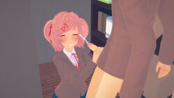 1boy 1girls 3d closed_eyes closet cum doki_doki_literature_club ecxreaper ejaculation erection female human koikatsu male natsuki_(doki_doki_literature_club) penis